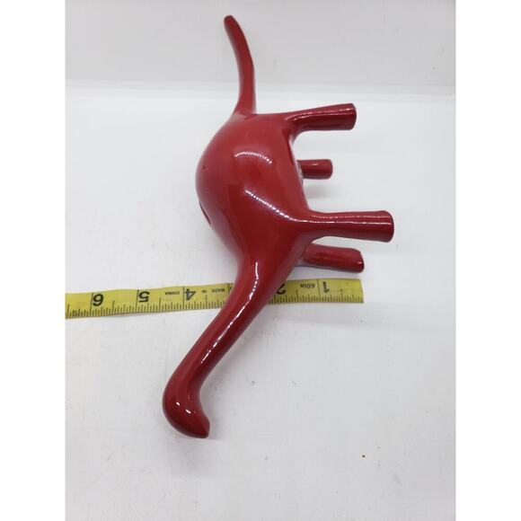 Red Metal Dinosaur Coin Bank Piggy Bank Brontosaurus Kids Decor RARE Vintage - Picture 7 of 9